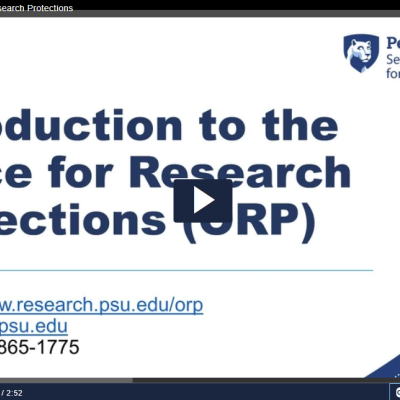 Screenshot of video "Introduction to the Office for Research Protections"