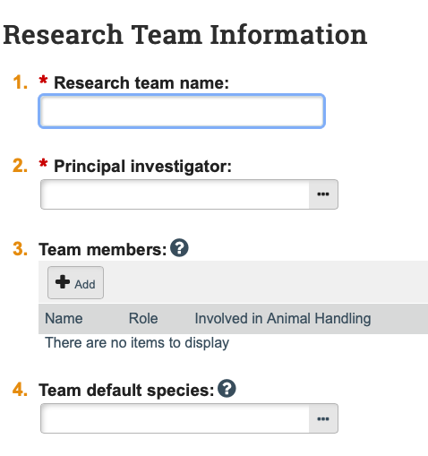 Research Team Information page