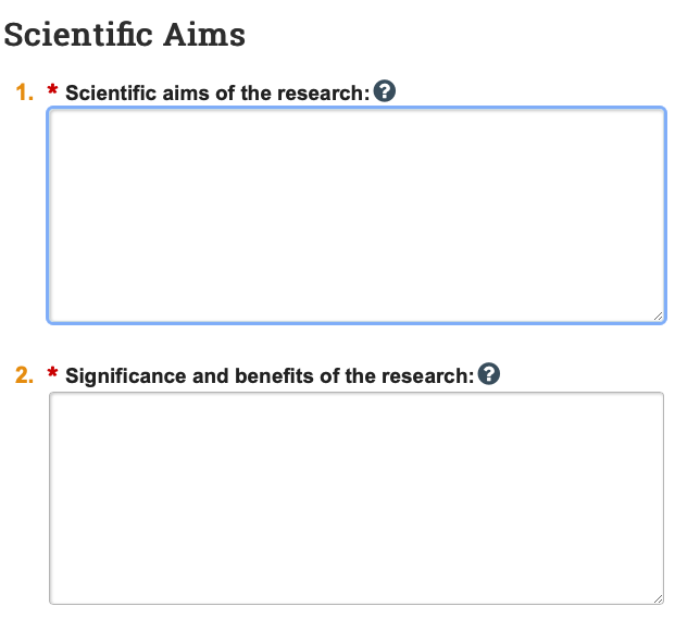 Scientific Aims page
